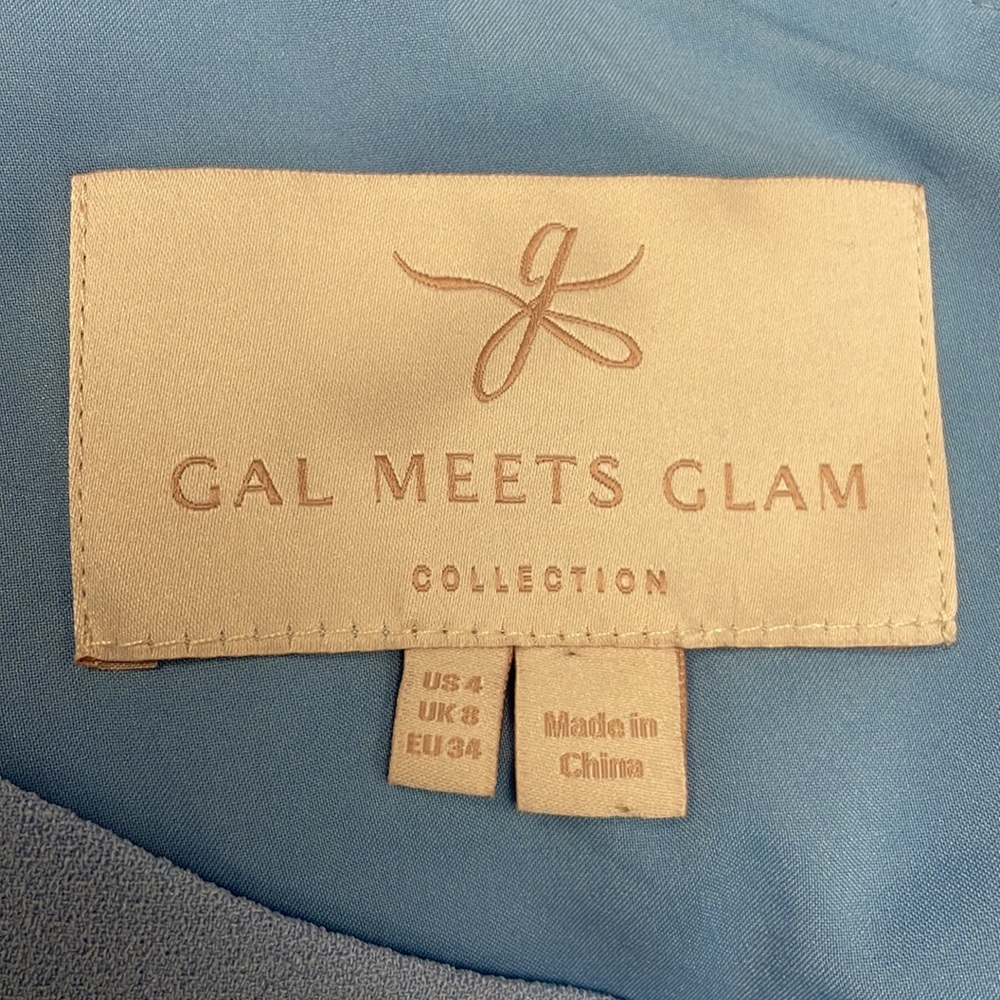 NWOT Gal Meets Glam - One Shoulder, Crepe Cocktail Dress Blue, Size 4 - Picture 9 of 11